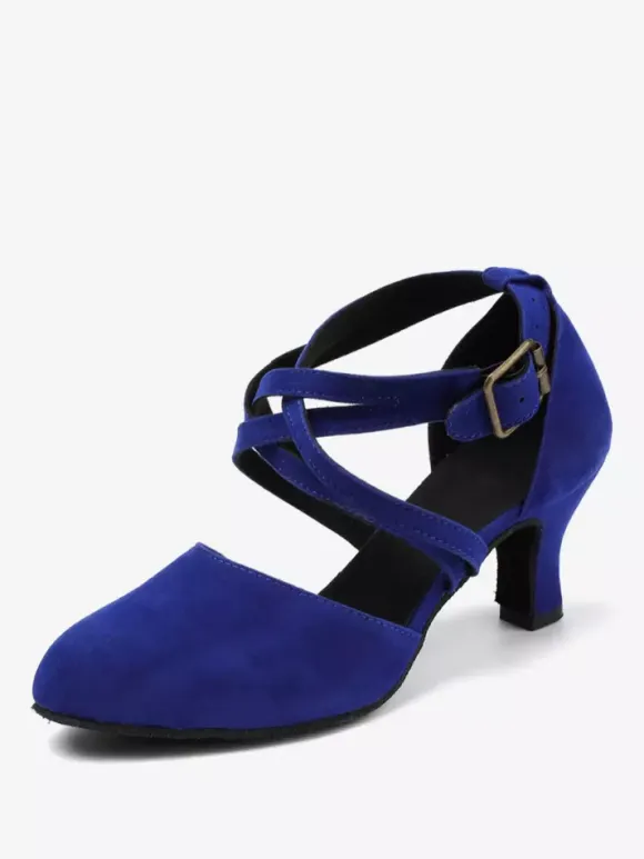 Latin Dance Shoes Blue Round Toe Ballroom Dance Shoes