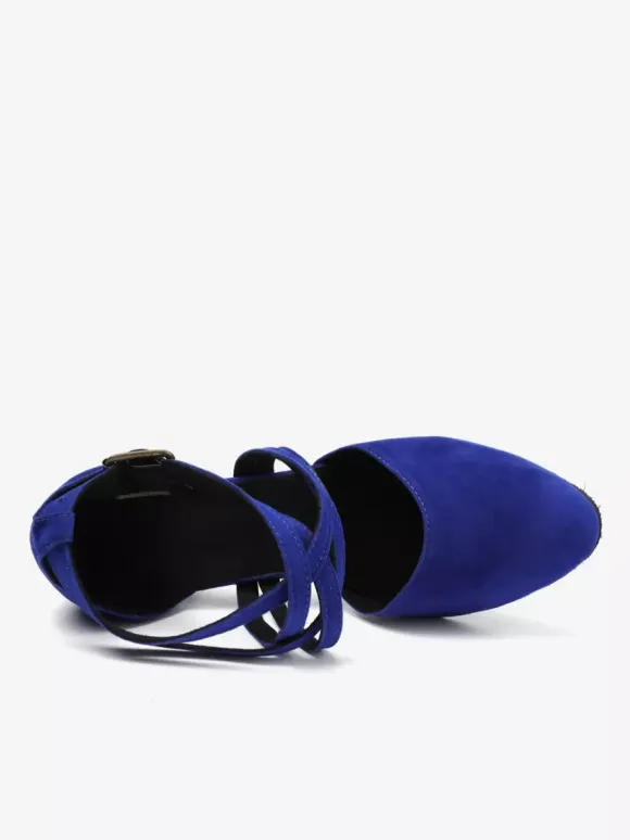Latin Dance Shoes Blue Round Toe Ballroom Dance Shoes