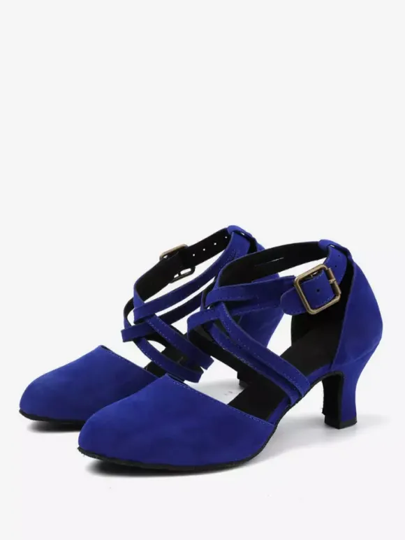 Latin Dance Shoes Blue Round Toe Ballroom Dance Shoes