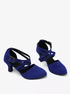 Latin Dance Shoes Blue Round Toe Ballroom Dance Shoes