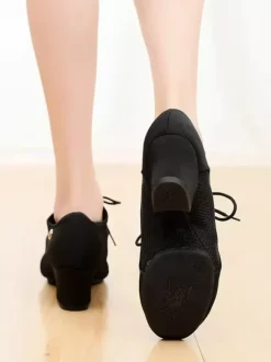 Latin Dance Shoes Polyester Black Closed Toe Women's Dance Shoes