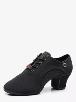 Latin Dance Shoes Polyester Black Closed Toe Women's Dance Shoes