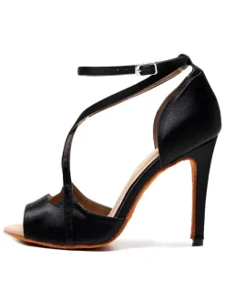 Latin Dance Shoes Red Peep Toe Criss Cross Ballroom Dance Shoes