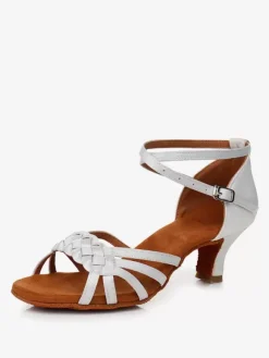 Latin Dance Shoes Satin Light Apricot Round Toe Dance Shoes