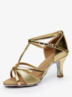 Latin Dance Shoes Silk And Satin Silver Peep Toe Dance Shoes