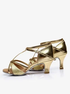 Latin Dance Shoes Silk And Satin Silver Peep Toe Dance Shoes