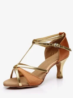 Latin Dance Shoes Silk And Satin Silver Peep Toe Dance Shoes