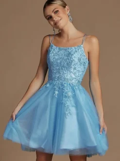 Lavender Homecoming Dress 2026 Short A-Line Jewel Neck Lace Tight Homecoming Outfits Free Customization