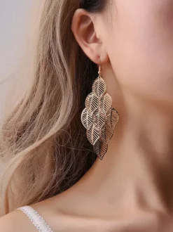 Layered Hollow Leaf Earrings For Women 2026