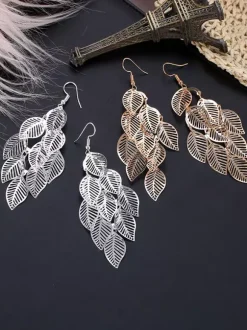 Layered Hollow Leaf Earrings For Women 2026