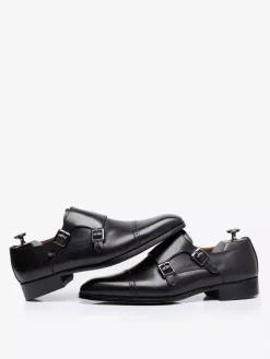 Leather Artwork Mens Monk Loafer Monk Strap Brogue Formal Wedding Shoes