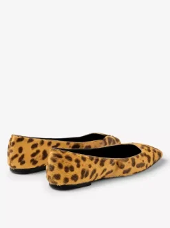 Leopard Ballet Flats Horse Hair Suqare Toe Slip On Ballerina Flats