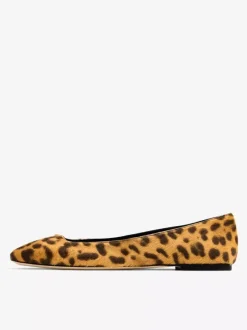 Leopard Ballet Flats Horse Hair Suqare Toe Slip On Ballerina Flats