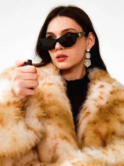 Leopard Faux Fur Coats Eco-friendly Winter Long Jacket For Women 2026