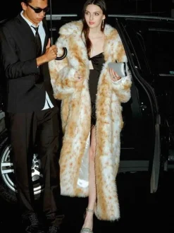 Leopard Faux Fur Coats Eco-friendly Winter Long Jacket For Women 2026
