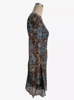 Leopard Floral Slit Flare Sleeve Mini Dress For Women 2026