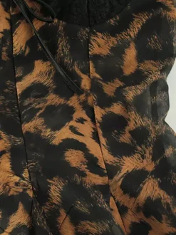 Leopard Print Women Mini Slip Dress - Brown Y2K Lace Patchwork Cami Slip Fit Flare - Summer Club Party Night Out 2026
