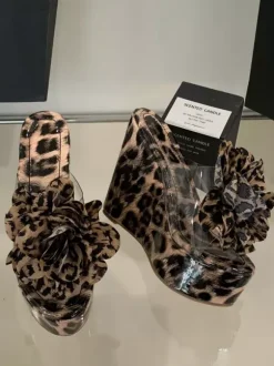 Leopard Wedge Sandals Platform Open Toe Flowers Detail Sandal Wedges