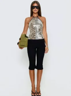 Leopard Cami Top Lace Up Backless Sexy Leopard Print Women Camis Tanks