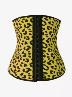 Leopard Floral Print Underbust Corset Front Hook Waist Trainer Cincher