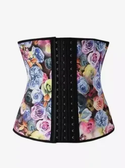 Leopard Floral Print Underbust Corset Front Hook Waist Trainer Cincher