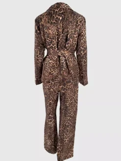 Leopard Print Belted Blazer And Wide Leg Pants Set For Women - Notch Lapel Long Sleeve Co-ord Suit - Spring Streetwear 2026