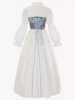 Light Apricot Retro Costumes Floral Print Dress Costume Vintage Party Prom Dress