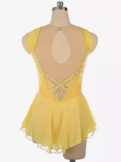 Light Blue Figure Skating Dress Beaded Neckline Polyester Dance Costumes For Women And Girl