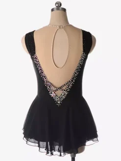 Light Blue Figure Skating Dress Beaded Neckline Polyester Dance Costumes For Women And Girl