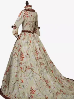 Light Brown Retro Tudor Dress Costumes Ruffles Polyester Dress Women's Retro Marie Antoinette Costume Tunic Vintage Clothing