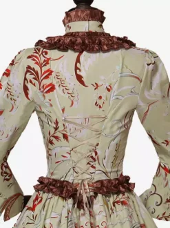 Light Brown Retro Tudor Dress Costumes Ruffles Polyester Dress Women's Retro Marie Antoinette Costume Tunic Vintage Clothing