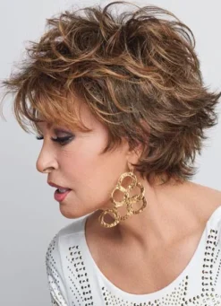 Light Brown Curly Short Wig For Women