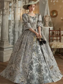 Light Gray Retro Costumes Polyester Dress Women's Royal Marie Antoinette Costume 18th Century Costume