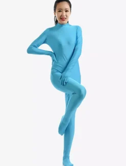 Light Sky Blue Morph Suit Adults Bodysuit Lycra Spandex Catsuit for Women