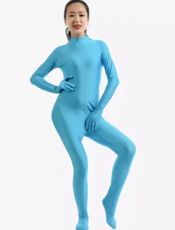 Light Sky Blue Morph Suit Adults Bodysuit Lycra Spandex Catsuit for Women