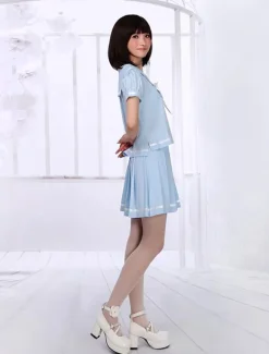 Light Blue Lolita Skirt Sailor Style