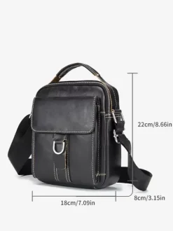 Light Brown Lace-up Buckle Sports Crossbody Bag Men Business Satchel Bag