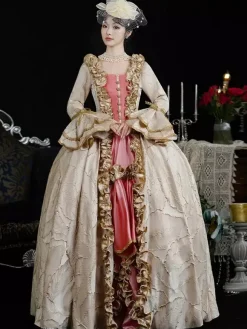 Light Brown Retro Costumes Ruffles Polyester Headwear Women's Retro Marie Antoinette Costume Vintage Clothing