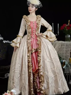 Light Brown Retro Costumes Ruffles Polyester Headwear Women's Retro Marie Antoinette Costume Vintage Clothing