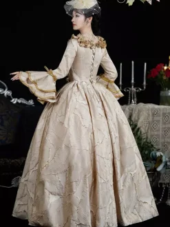 Light Brown Retro Costumes Ruffles Polyester Headwear Women's Retro Marie Antoinette Costume Vintage Clothing