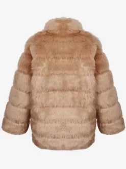 Light Gray Men's Faux Fur Coat Winter Warm Long-Sleeved Jacket with Stand Collar