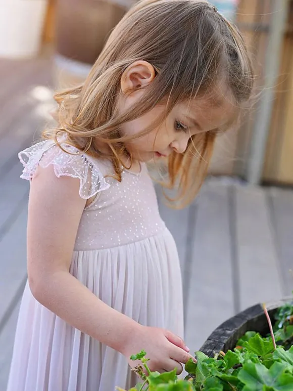 Light Pink Flower Girl Dresses Jewel Neck Sleeveless Ankle-Length A-Line Lace Kids Party Dresses