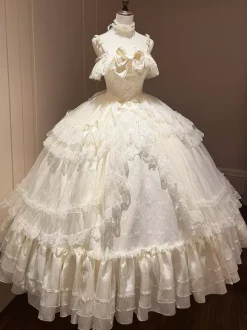 Light Sky Blue Fairy Lolita Dresses Lace Multi Ruffles Lolita Tea Party Dress