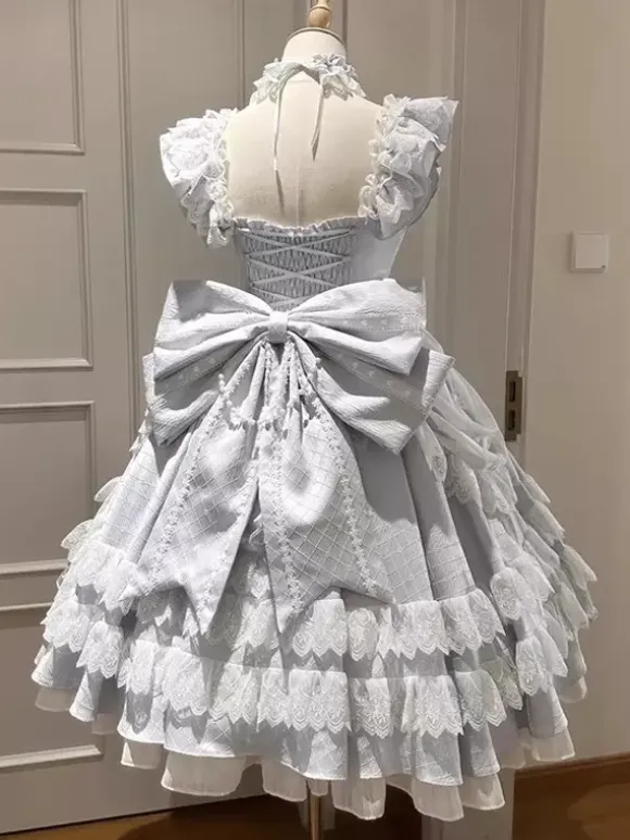 Light Sky Blue Hime Lolita Dress Lace Ruffles JSK Sweet Lolita Dress