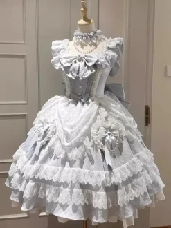 Light Sky Blue Hime Lolita Dress Lace Ruffles JSK Sweet Lolita Dress