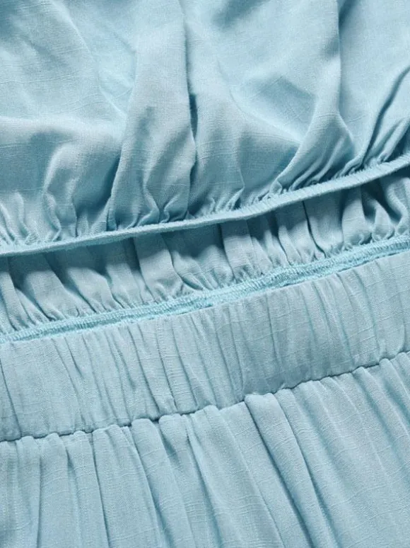 Light Sky Blue Jumpsuit Sleeveless Lace Up Backless Wide Summer Playsuit