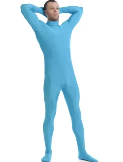 Light Sky Blue Morph Suit Adults Bodysuit Lycra Spandex Catsuit
