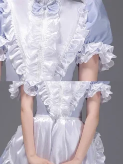 Light Sky Blue Retro Tudor Dress Costumes Women's Ruffles Polyester Tunic Dress Headwear Vintage Marie Antoinette Costume 18th Century Costume
