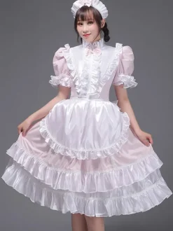Light Sky Blue Retro Tudor Dress Costumes Women's Ruffles Polyester Tunic Dress Headwear Vintage Marie Antoinette Costume 18th Century Costume