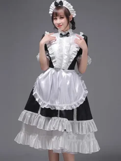 Light Sky Blue Retro Tudor Dress Costumes Women's Ruffles Polyester Tunic Dress Headwear Vintage Marie Antoinette Costume 18th Century Costume